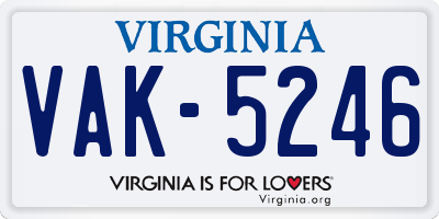 VA license plate VAK5246