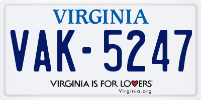 VA license plate VAK5247