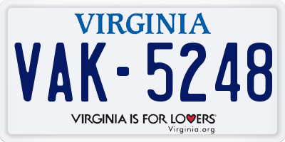 VA license plate VAK5248
