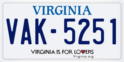VA license plate VAK5251