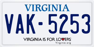 VA license plate VAK5253