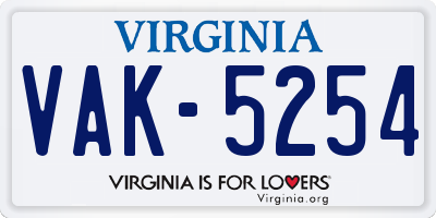 VA license plate VAK5254