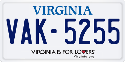 VA license plate VAK5255