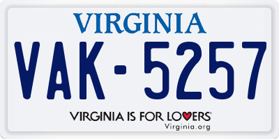 VA license plate VAK5257