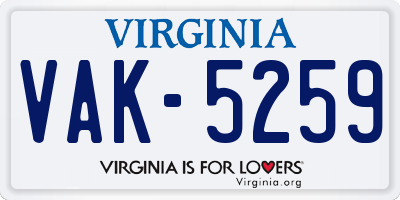 VA license plate VAK5259