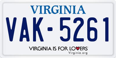 VA license plate VAK5261