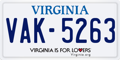 VA license plate VAK5263