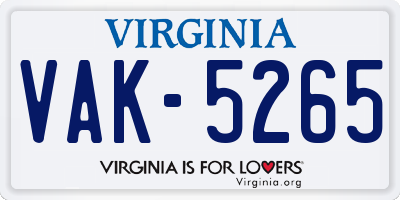 VA license plate VAK5265