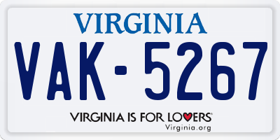 VA license plate VAK5267