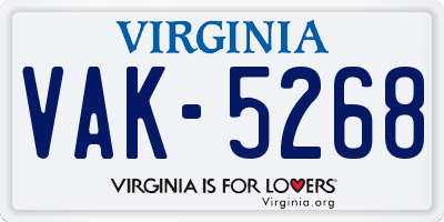 VA license plate VAK5268