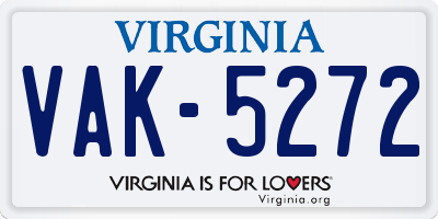 VA license plate VAK5272