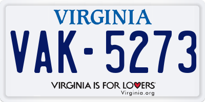 VA license plate VAK5273