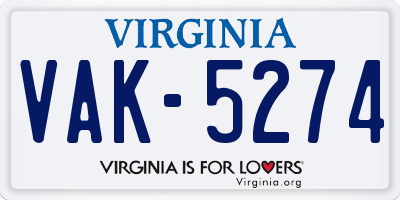 VA license plate VAK5274