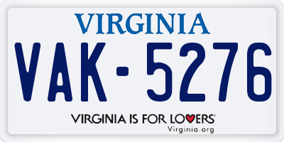 VA license plate VAK5276