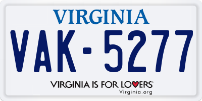 VA license plate VAK5277