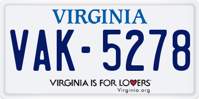 VA license plate VAK5278