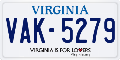 VA license plate VAK5279