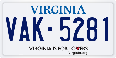 VA license plate VAK5281