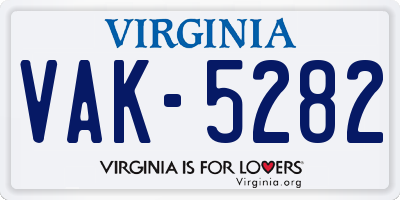 VA license plate VAK5282