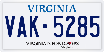 VA license plate VAK5285