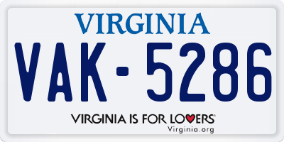 VA license plate VAK5286