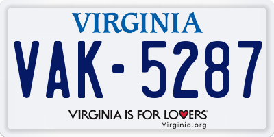 VA license plate VAK5287