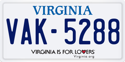 VA license plate VAK5288