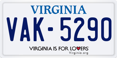 VA license plate VAK5290