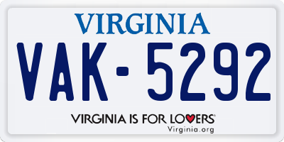 VA license plate VAK5292
