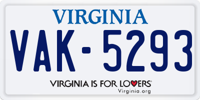VA license plate VAK5293
