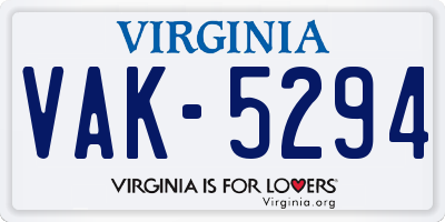 VA license plate VAK5294