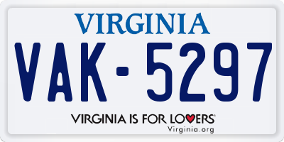 VA license plate VAK5297