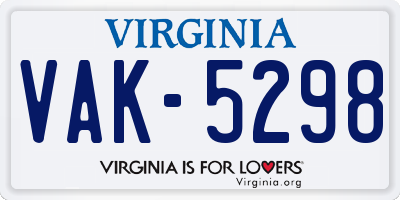 VA license plate VAK5298