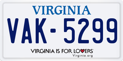 VA license plate VAK5299