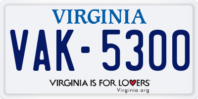 VA license plate VAK5300