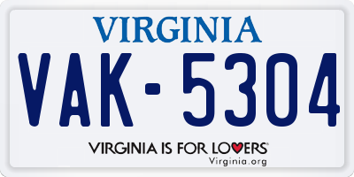 VA license plate VAK5304