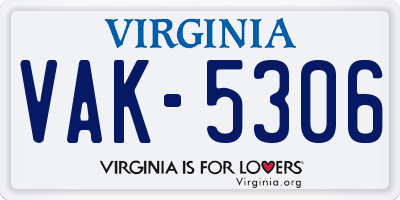 VA license plate VAK5306