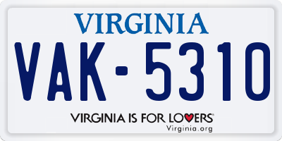 VA license plate VAK5310