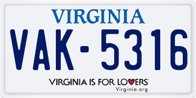 VA license plate VAK5316