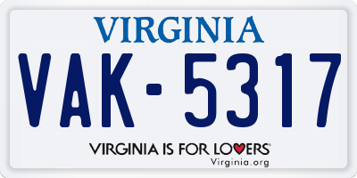 VA license plate VAK5317