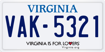 VA license plate VAK5321