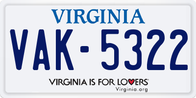 VA license plate VAK5322