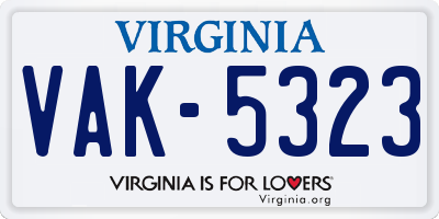 VA license plate VAK5323