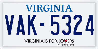 VA license plate VAK5324
