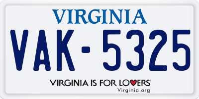VA license plate VAK5325