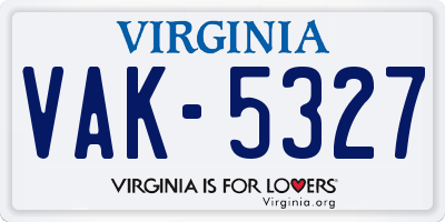 VA license plate VAK5327