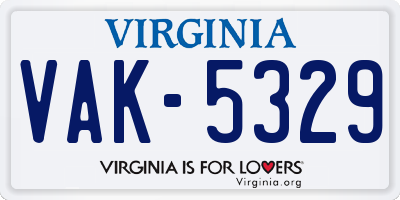 VA license plate VAK5329