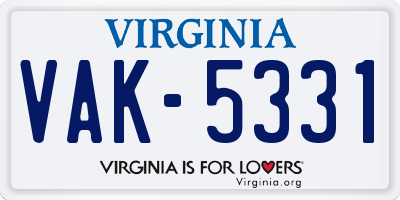 VA license plate VAK5331