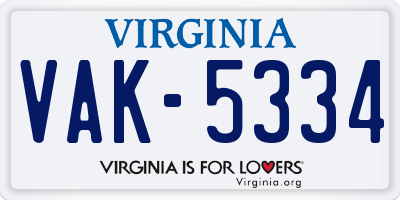 VA license plate VAK5334
