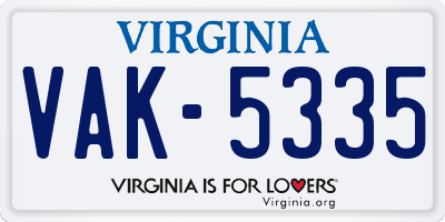 VA license plate VAK5335
